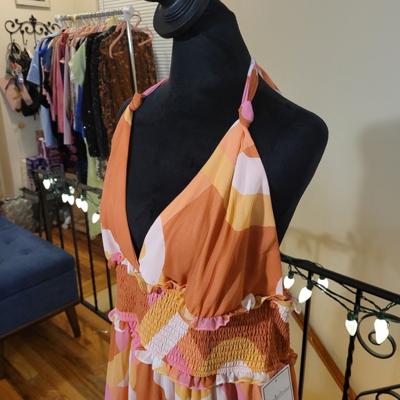 Premier Amour Womens Sleeveless Multicolor Halter Maxi Dress Halter Size 18 Plus - Picture 6 of 16